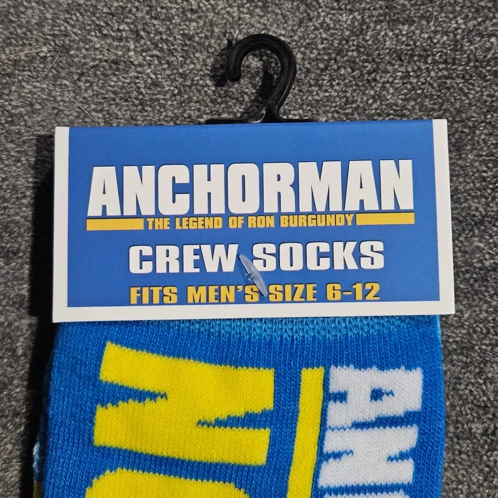 Anchorman Ron Burgundy Odd Sox Mens Crew Socks Size 6-12 Blue Yellow